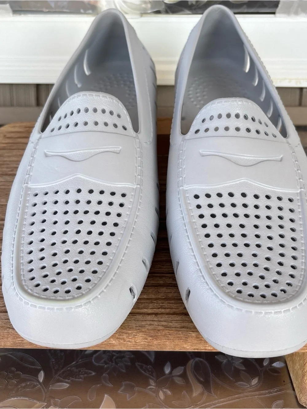 Men's Lightweight Perforated Slip-On Loafers in Light Gray 13